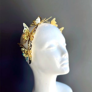 Gold Butterfly Headband, Metal Headband, Butterfly Headpiece, Butterfly Accessory, Butterfly Wing Accessory