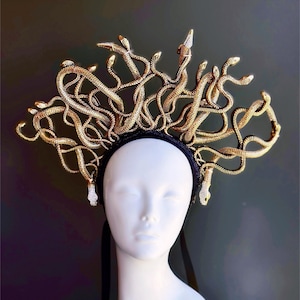Medusa costume accessories, Gold Medusa headpiece, Medusa crown cosplay, Medusa Halloween Snake crown Greek Mythology Medusa Halloween Party
