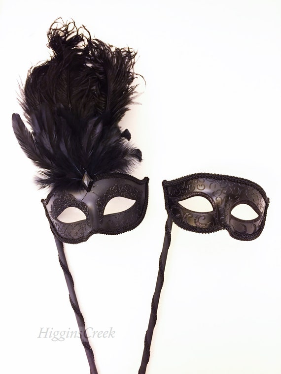 All Black Couples Masquerade Masks His and Hers Masquerade Etsy