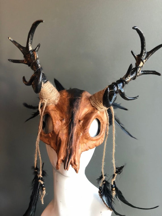Samhain Witch headdress, Gaelic festival skull crown, druid headdress, wicca Skull Headpiece, pagan ritual Skull