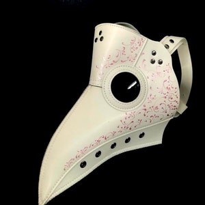 White plague doctor mask Pink filigree plague mask for women and men Bird mask bubonic plague mask victorian plague mask COSPLAY masks image 2