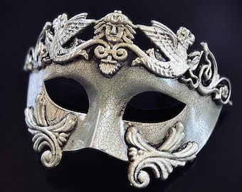 Gladiator masker heren, Romeins masker, zilveren masker, Romeins masker knettergek, kostuumfeest, Halloween-masker, maskeradefeest, balmasker
