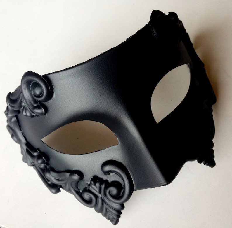 Black Mens Mask Gladiator Mask Greek God Mask Masquerade Masks Roman Mens Mask venetian Ball image 3