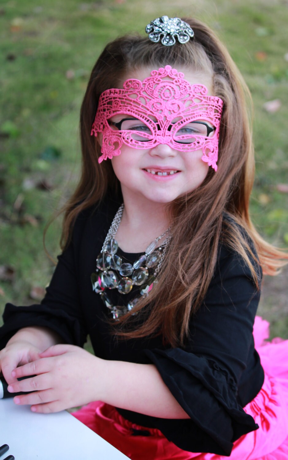 Lace Mask for girls Hot PInk Mask for girls masquerade Mask Etsy
