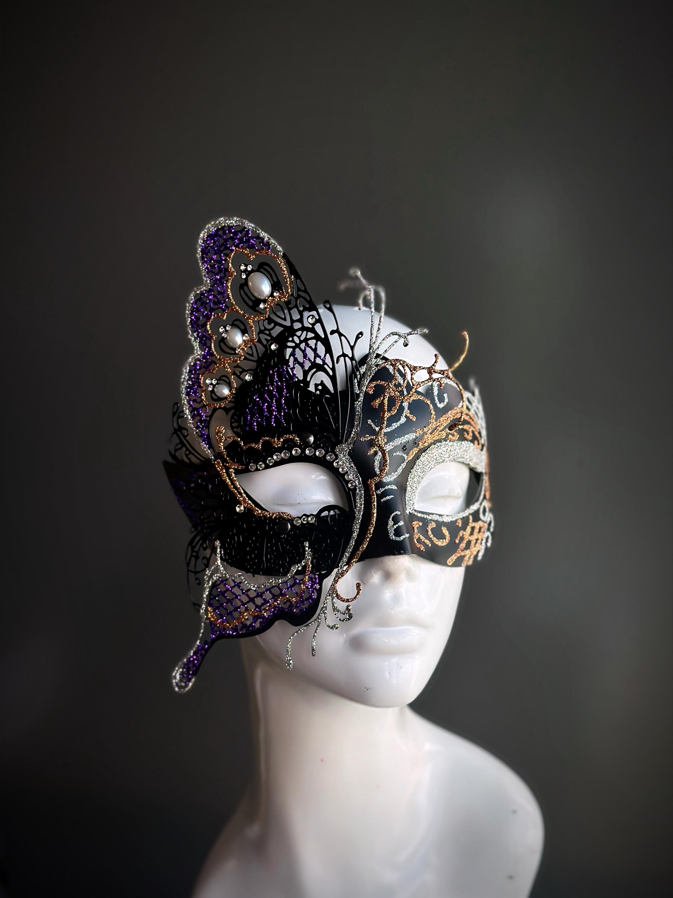 女性用ブラックゴールドバタフライ仮面舞踏会マスク - Etsy 日本