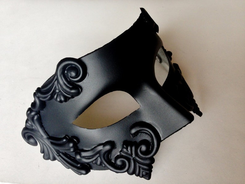 Black Mens Mask Gladiator Mask Greek God Mask Masquerade Masks Roman Mens Mask venetian Ball image 1