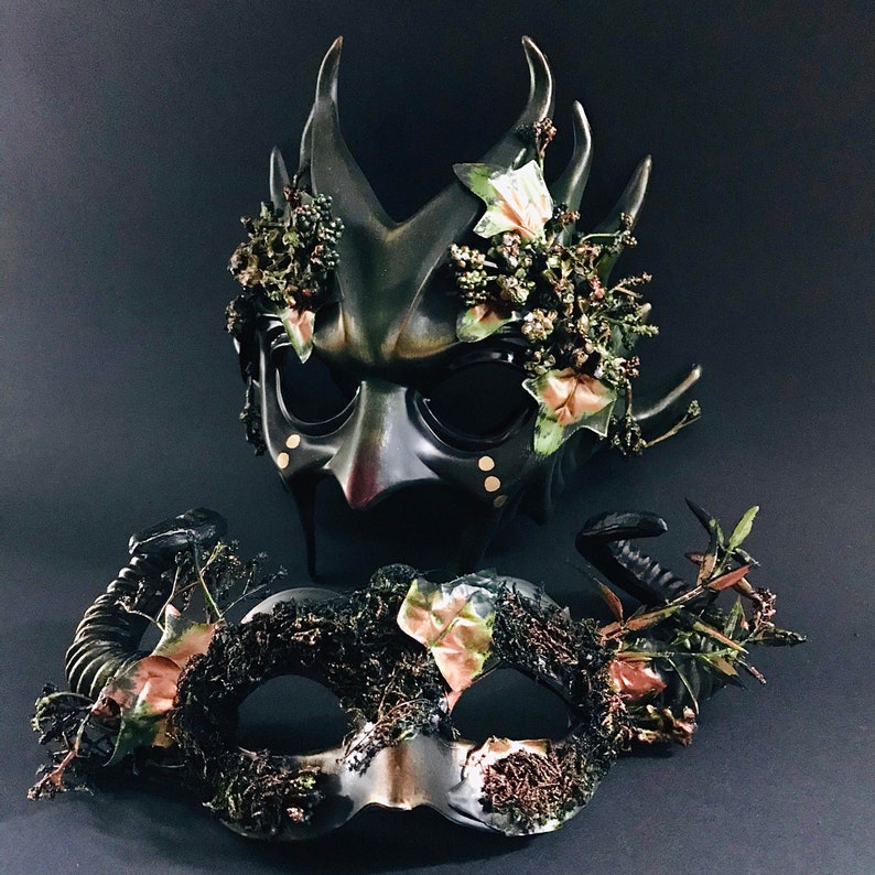 Masquerade Mask Couples Horn Masks woodland Animal Mask Etsy
