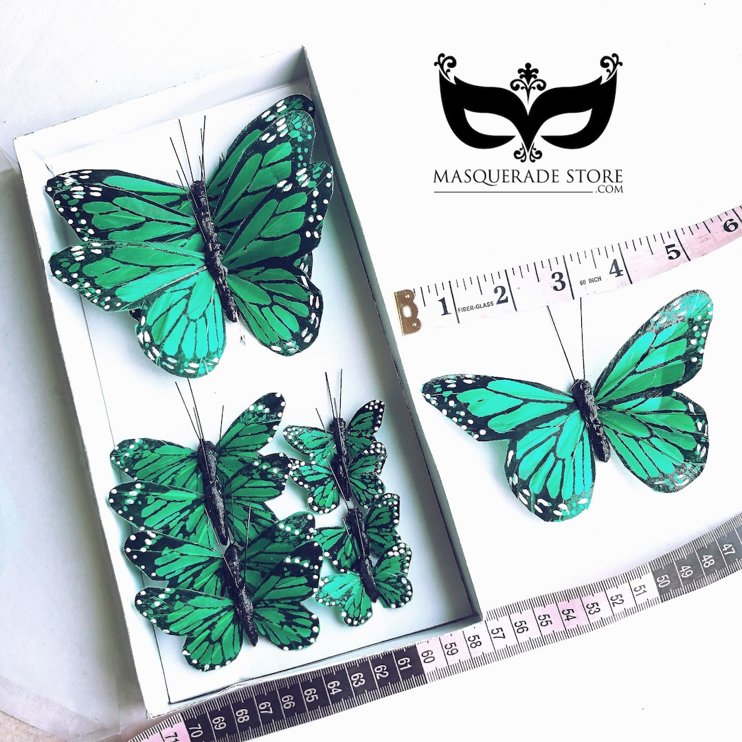 DIY 蝶 エメラルドグリーン 人工蝶 クラフト蝶 羽根蝶 - 12個入り 3
