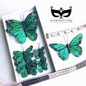 DIY Butterflies Emerald Green Artificial Butterflies Craft Butterflies Feather butterflies- 12 qty 3 SIZES