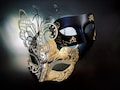 Butterfly Filigree Masquerade Mask Couples Set with Rhinestones