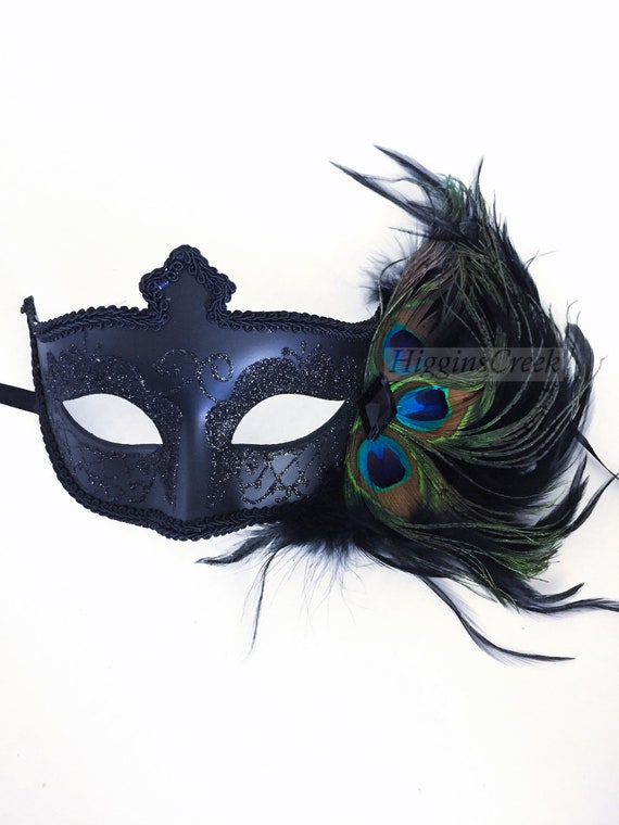 Masquerade Ball Mask Venetian Feather Masks Prom Masquerade Masks for Balls and Parties Black Feather Masquerade Mask