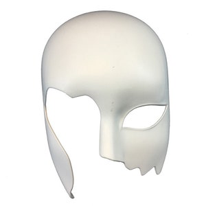 DIY Blank White Mask Base- Cracked Face/Half Face, Blank masks for do it yourself projects for Halloween, Adult white plain masks