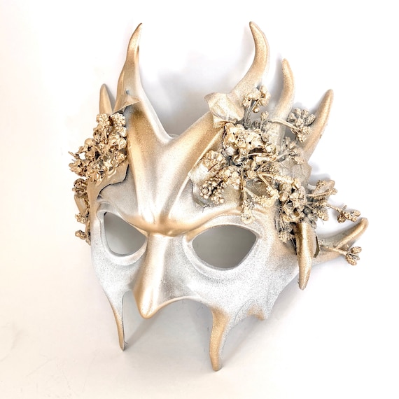 Gold Mens Masquerade Mask Goblin Horned Creature Mask Party Mask Couples  Halloween Costume 