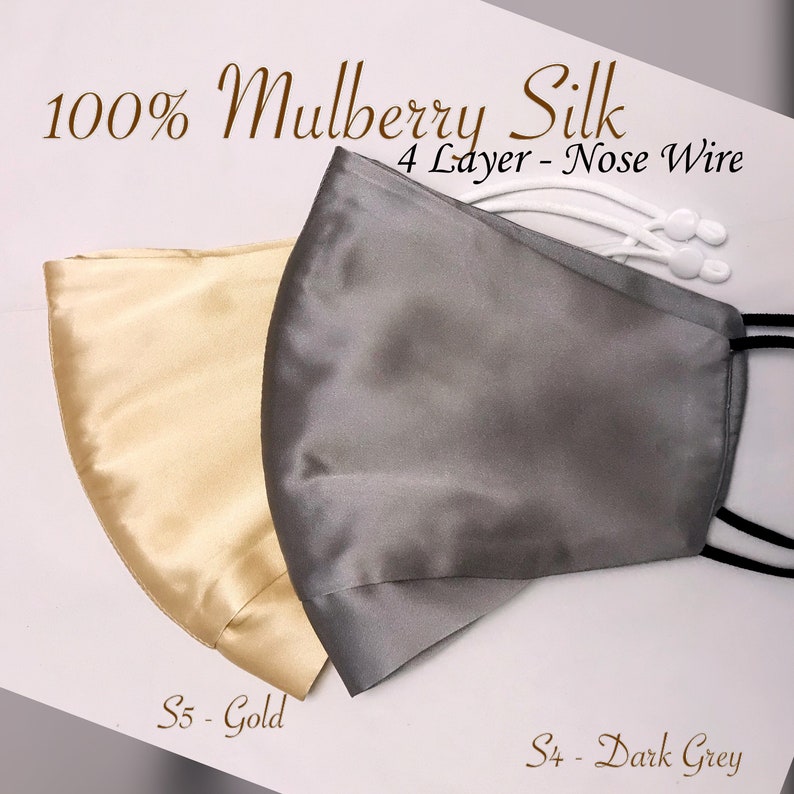 Silk Mask With Nose Wire 4 Layers Nose Wire 100 SILK Mask Etsy