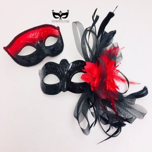 仮面舞踏会用の赤と黒の仮面舞踏会マスク - Etsy 日本