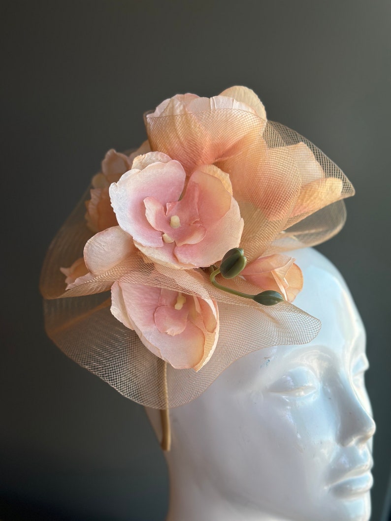 Fascinator Hat Magnolia Headband for Women, Tea Party Hat, Flower Headpiece Accessory image 4