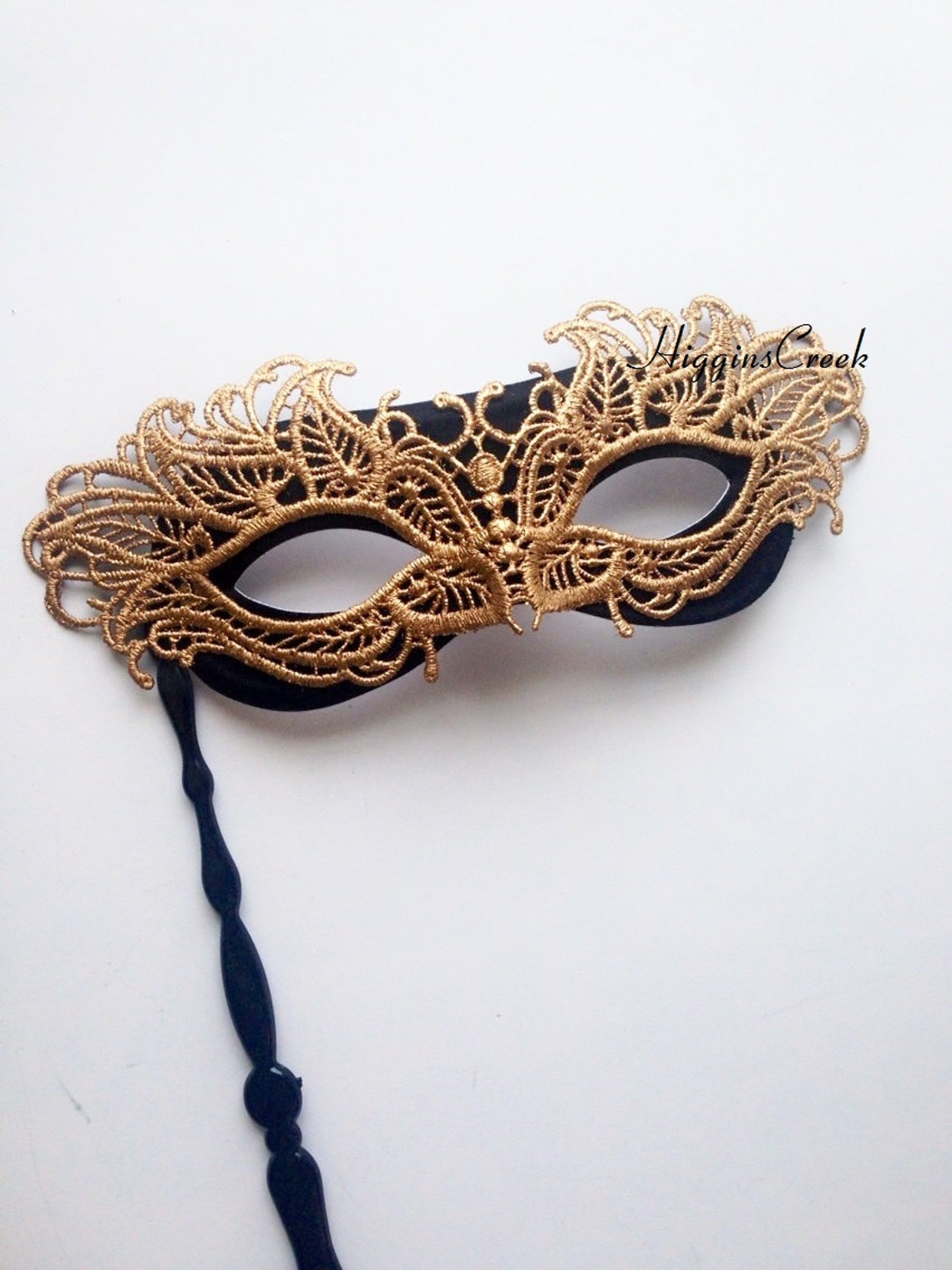 Gold Womens Handheld Masquerade Mask Mask on Stick Elegant Etsy