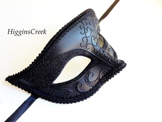 Masquerade Mask Men L Venetian Mens Masks L Black Mens Mask L Etsy