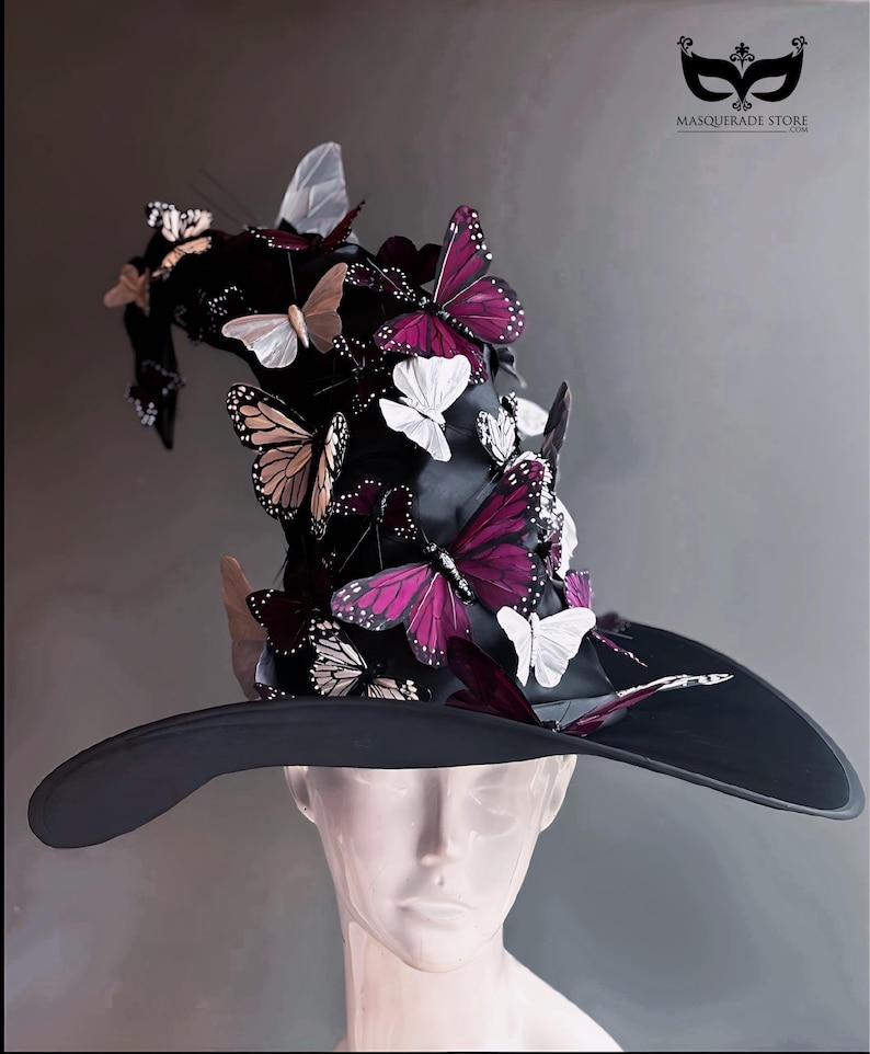 Adult Halloween Witch Costume Black Pointy Wide Brim Witch Hat image 15