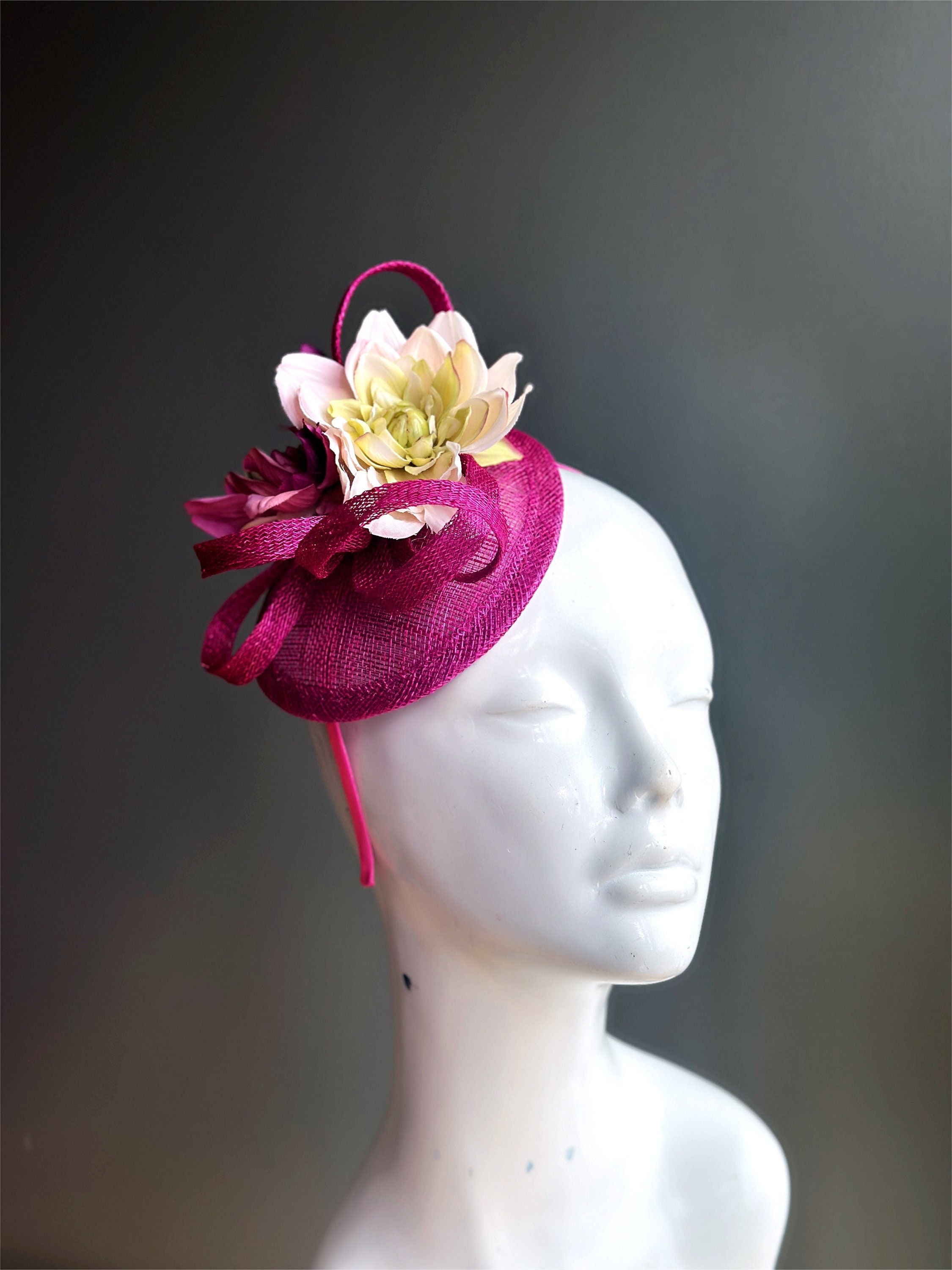 ✨ Feather Headwear Women Pink Fascinator Top Flower Church Cocktail Hat Light Pink Fascinator on headband, Women main image 2