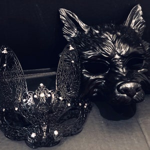 Máscara de baile de máscaras, casal de animais, mulheres, coelho, par, VENDIDO INDIVIDUALMENTE, lobo, homem, máscara de baile de máscaras, coelho, mulher, máscara de Halloween, máscara dele e dela