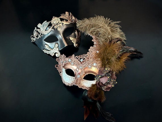 AJGRHE 2 Piezas Máscara Mascarada Parejas Máscara Veneciana Mujer