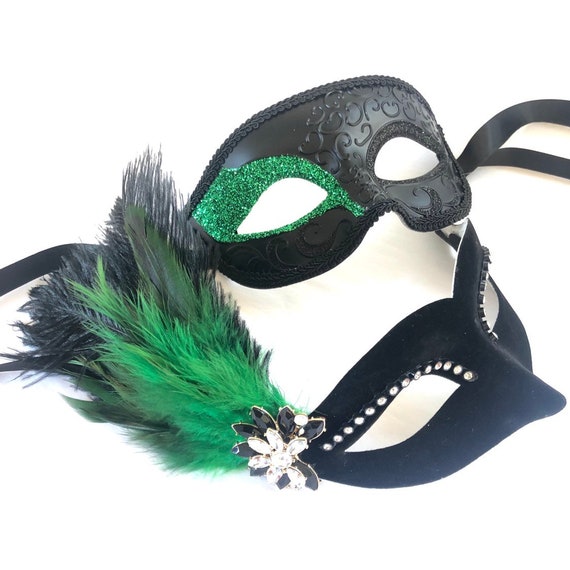 Feather Eye Mask Green Red Yellow Masks Unisex Feather Eye Mask Green Red Yellow Masks Unisex
