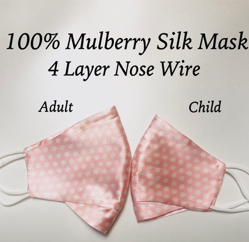 Mulberry Silk Mask 4 layers Nose wire 100% SILK Mask Women's LUXURY SILK satin Face Mask Blush Pink Satin Mask More Colors image 8