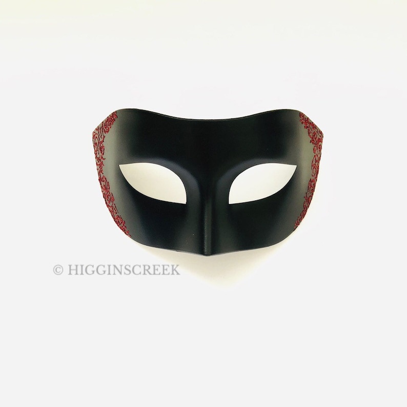 Mens Masquerade Mask Red Black Mens Masquerade Mask Red Mens Etsy