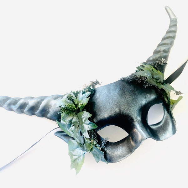 Womens Mask with horn, Fantasy Costume, Goblin Costume, Forest creatures, masquerade mask, mythical creatures,  couples halloween costume