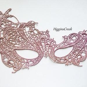 Blush Pink Lace Masquerade Mask for women studded with rhinestones, Custom masquerade mask in all colors and embellishing image 5