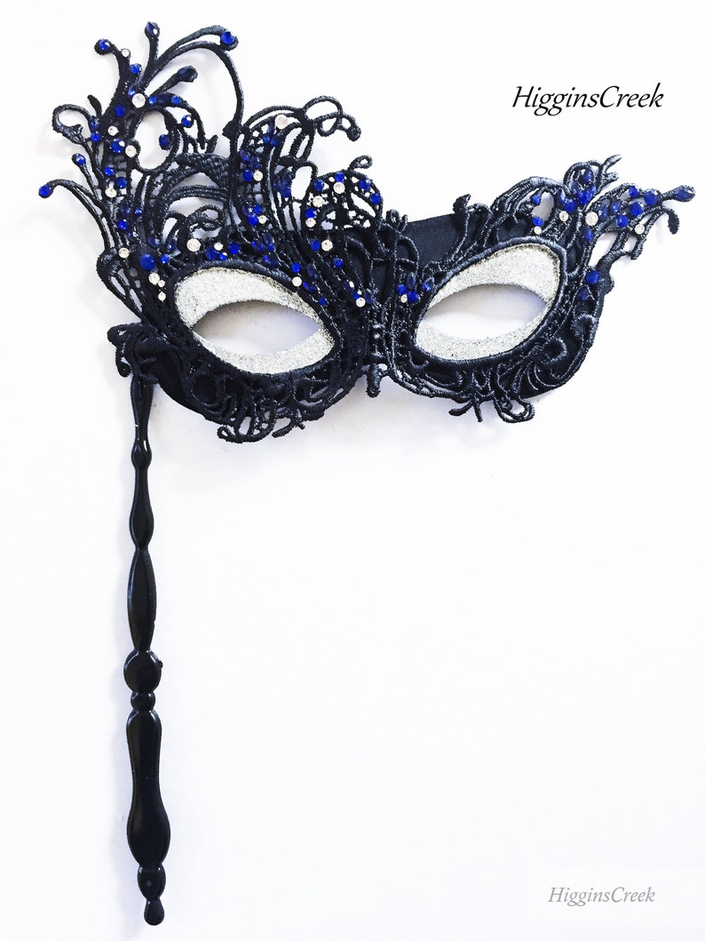 Silver Masquerade Masks Luxury Stick Masquerace Mask Woman Etsy