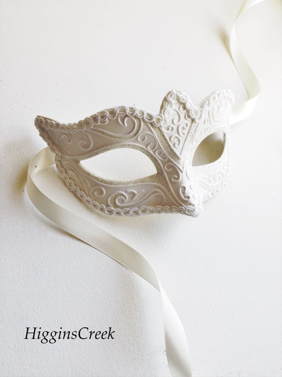 elegant White Masquerade Mask wedding masquerade mask women's face mask  venetian masks white masks