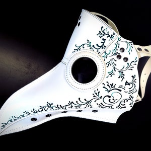 Plague Doctor Cosplay Mask - White/Green - Adult