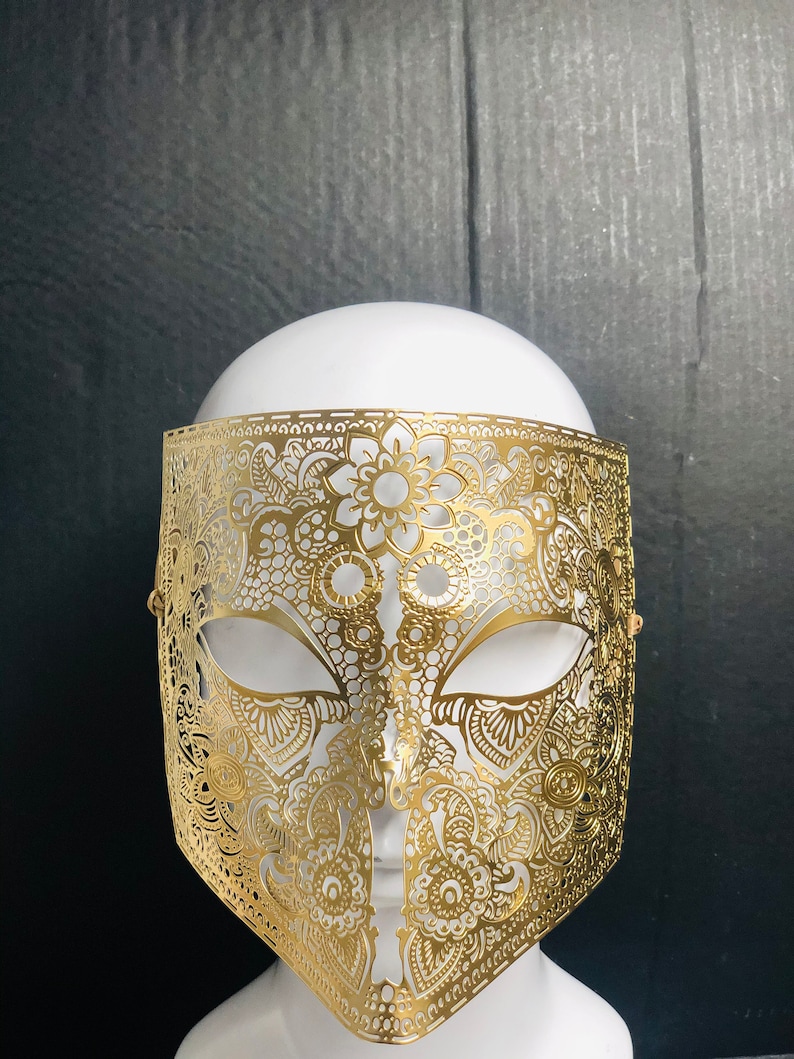 Mens Masquerade Mask Silver Full Face Halloween Mask Bauta Etsy