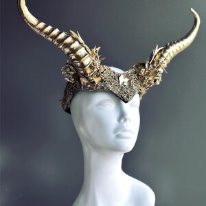 Gold Animal Horn Headpiece, Horn Headband, Woodland Creature, Forest Animal Horns, Photoshoot Prop, Animal Costume, image 2
