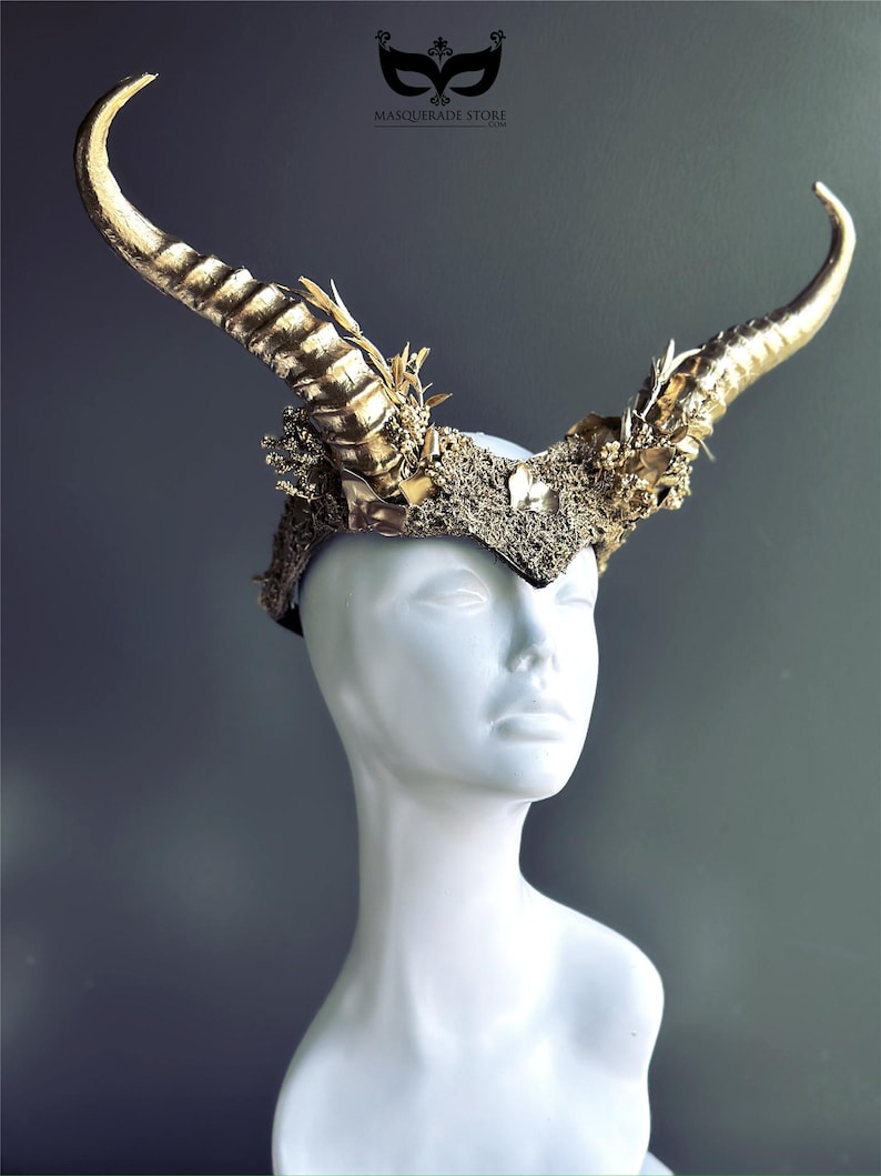 Gold Animal Horn Headpiece, Horn Headband, Woodland Creature, Forest Animal Horns, Photoshoot Prop, Animal Costume, image 2