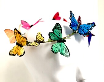 Kids Girls Colorful Butterfly Crown for Childrens Party