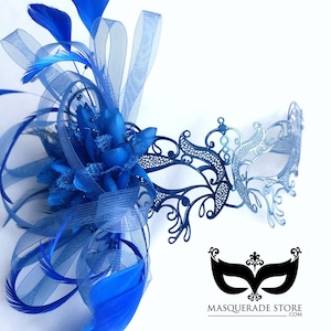 Blue masquerade Mask Blue Women mask with feather, masquerade ball mask, carnival mask, halloween masks blue Venetian mask