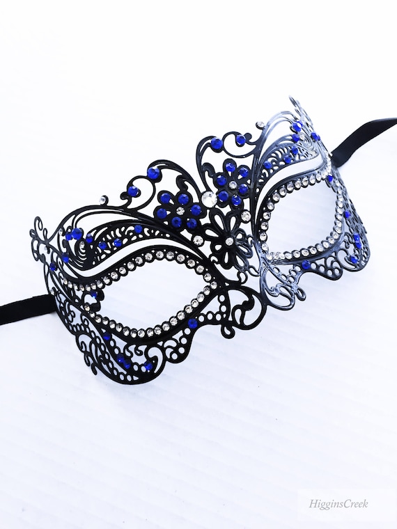 Women Masquerade Mask Blue Sapphire Womens Mask Masquerade Etsy