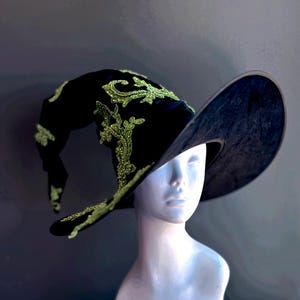Häxkostymhatt GRÖN Häxhatt Halloween Cosplay Trollkarl Häxkonst Rekvisita Trollkarlshatt Trollkarlshatt Svart Häxhatt Halloween Festhatt bild 3