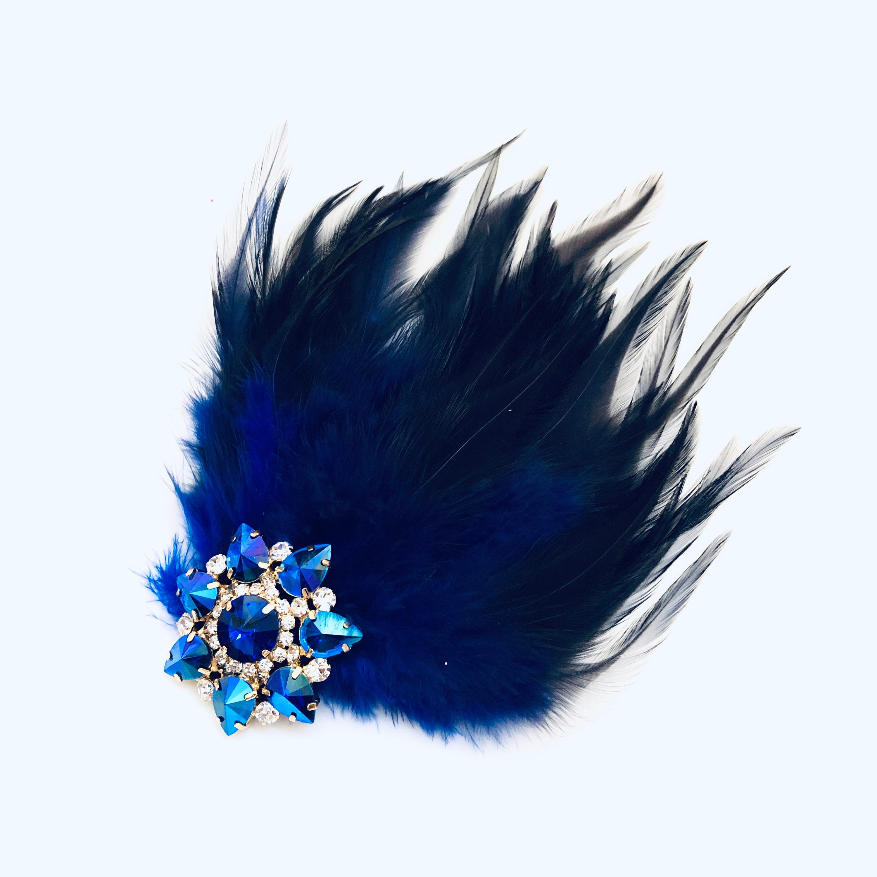 Blue Feather Hairpiece, Blue Feather Fascinator, Blue  display picture 3