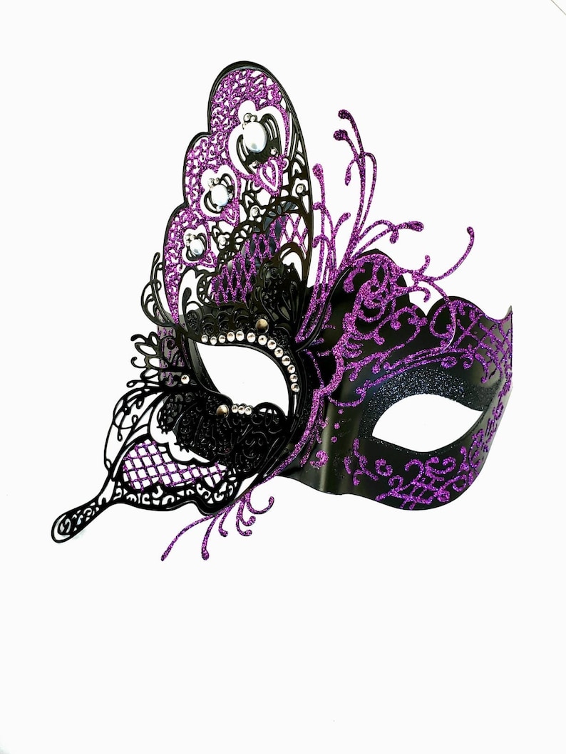 Womens Masquerade Mask Customized Mask Purple Mask Metal Etsy