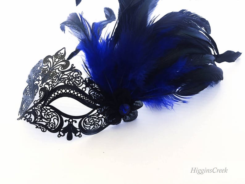Teal Women Masquerade Mask Feather Masks Mardi Gras Masks Etsy