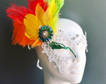 Parrot Costume Mask Masquerade Masks Bird Cosplay Halloween bird feather mask