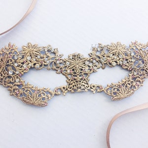 Gold masquerade face Mask Women personalized for venetian balls, halloween and Mardi Gras image 6