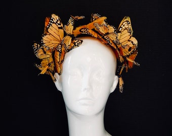 Goddess headpiece, Monarch butterfly headpiece, monarch butterfly headband, orange monarch butterflies Halo, butterfly photo prop