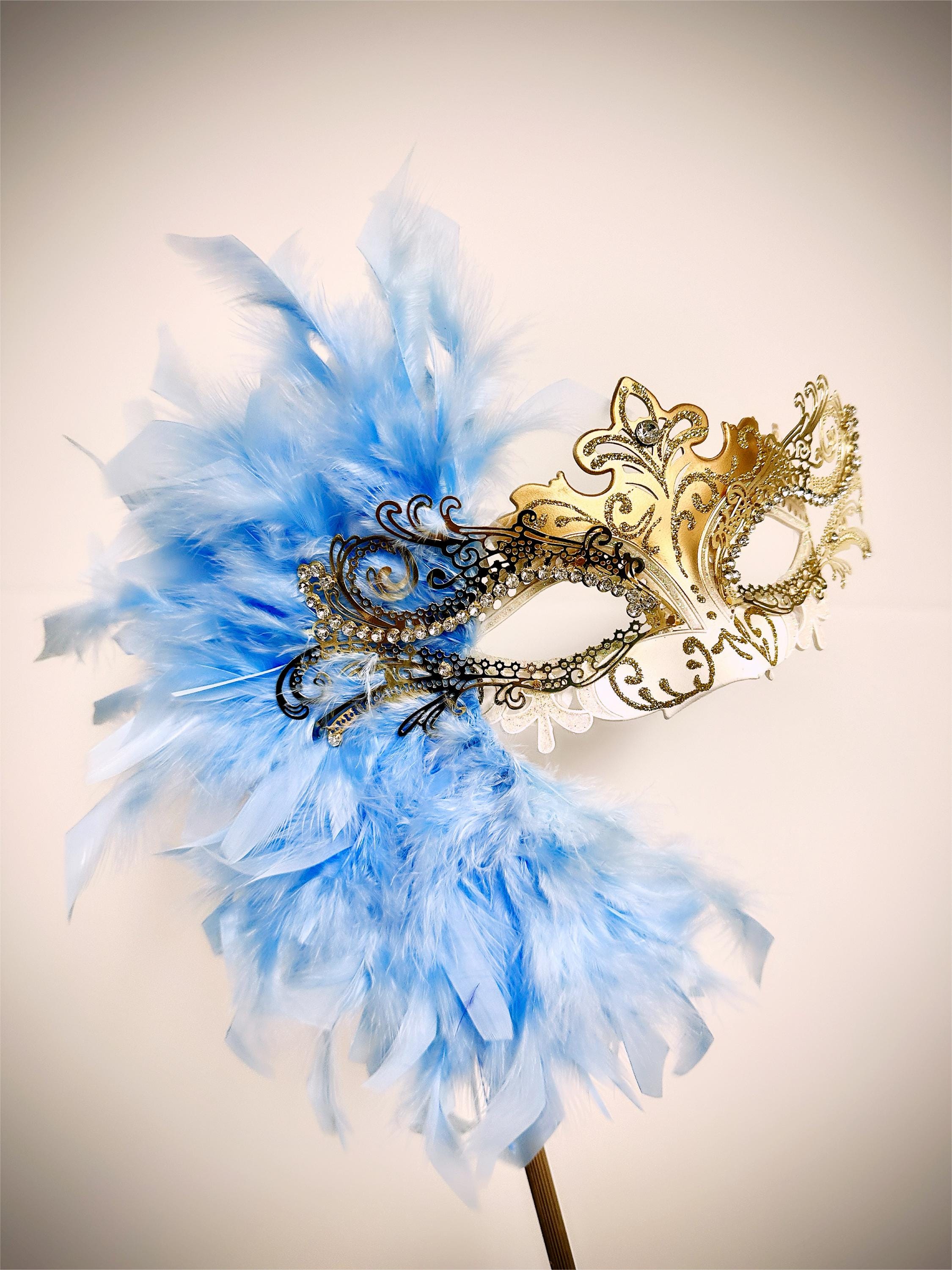 Navy Blue Luxury Feather Masquerade Mask by Higginscreek - Etsy