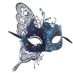 masquerade mask women wedding mask party masquerade ball mask turquoise blue black CUSTOM COLOR butterfly mask costume party