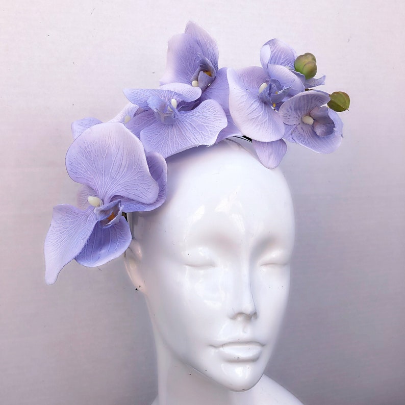 Diadema de flores lilas, sombrero fascinador, sombrero de mujer sombrero de fiesta de té imagen 1